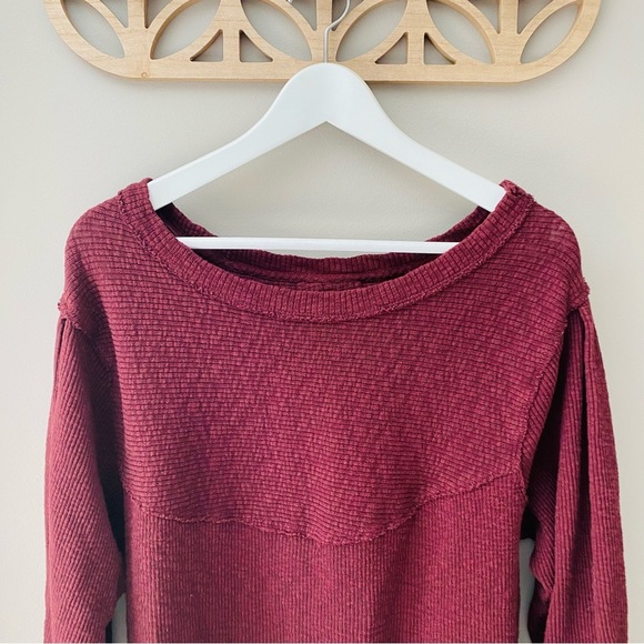 Free People Long Sleeve Top Maroon Sz XS - Picture 2 of 8